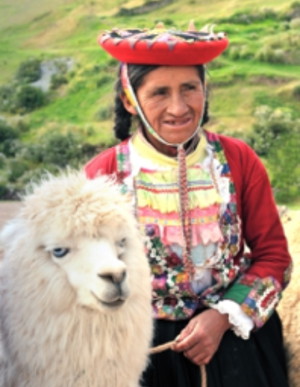 Inca farmer with llama