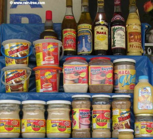 Shelves full of Peruvian Maca products