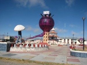 tower in Junin, Peru that is clearly inspired by Maca roots