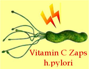 Graphic: Text says, Vitamin C zaps h.pylori