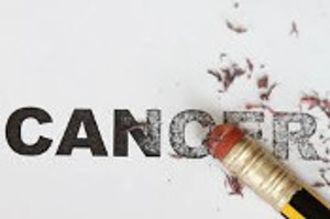 Graphic Art - Pencil eraser applied to the word CANCER